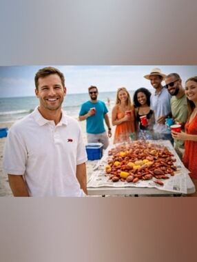 PERLIS Polo Shirt sz L Crawfish Logo Louisiana Southern Classic Made in USA